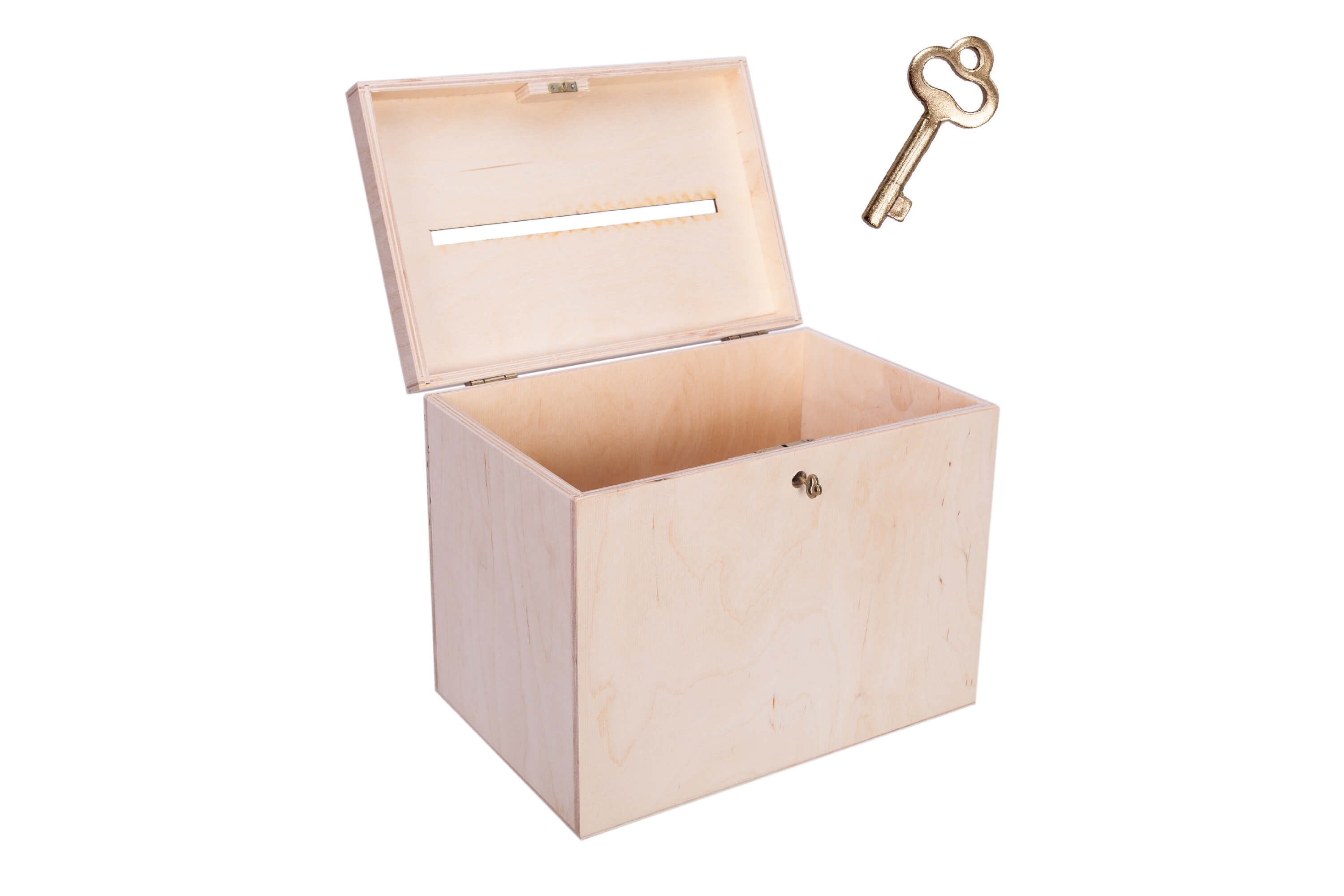Drewniana skrzynia pudełko na koperty ślubne 30x20cm z kluczykiem PU0081
